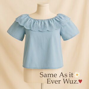 Cato M Eyelet Ruffle Top Peasant Blouse Boho Cottagecore Timeless Southern Style